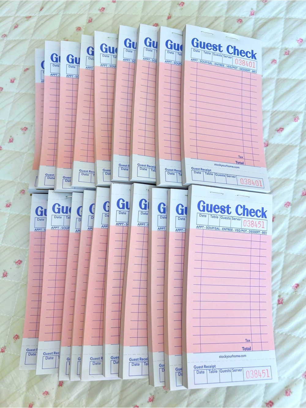 19pc Pink Guest Check Books Server Order Pads Restaurant Waitress Supplies
